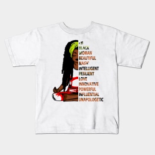 I'm black woman beautiful magic intelligent..black queen gift Kids T-Shirt